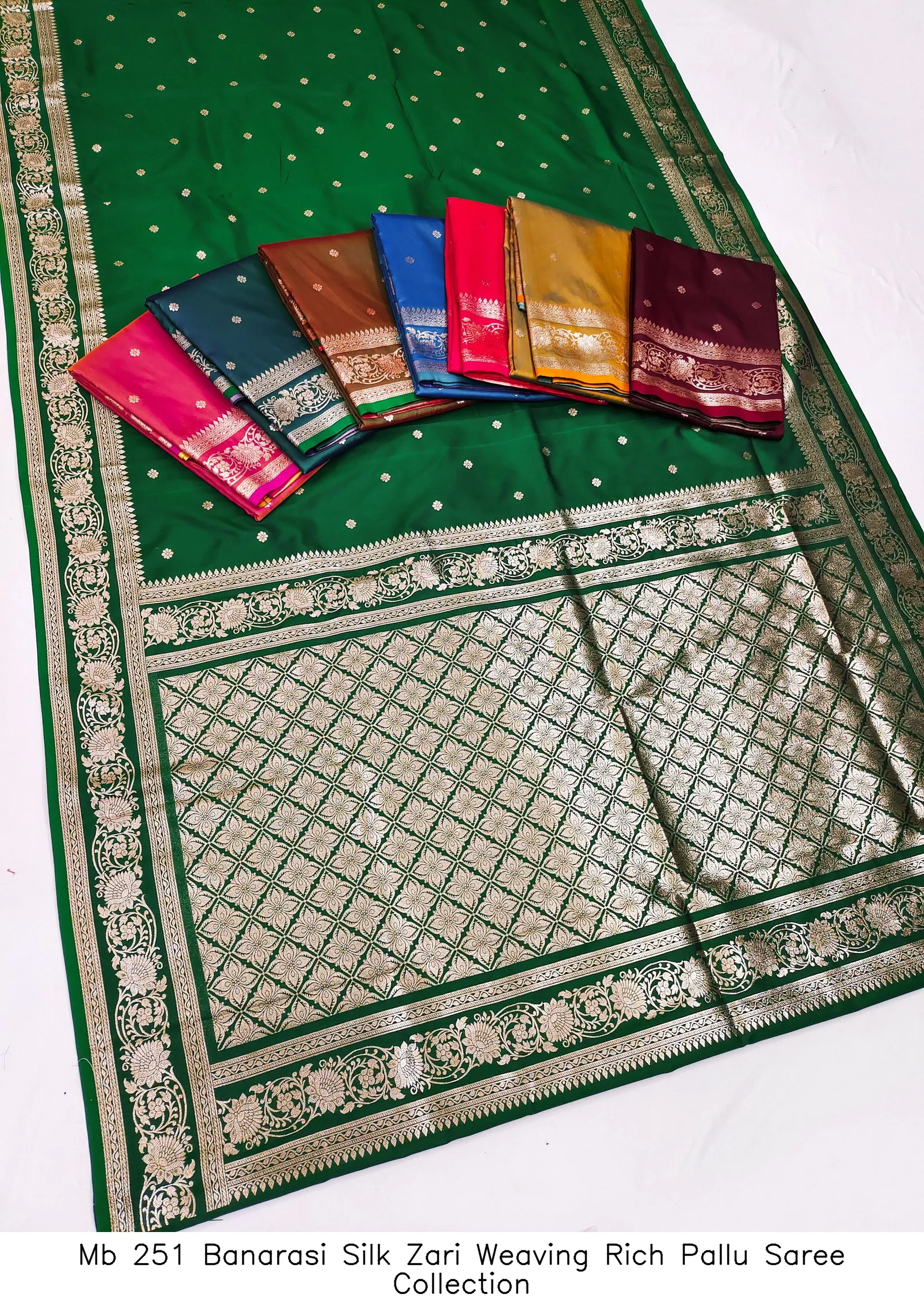 Mb 251 Banarasi Silk Zari Weaving Rich Pallu Saree Collection - Image 7
