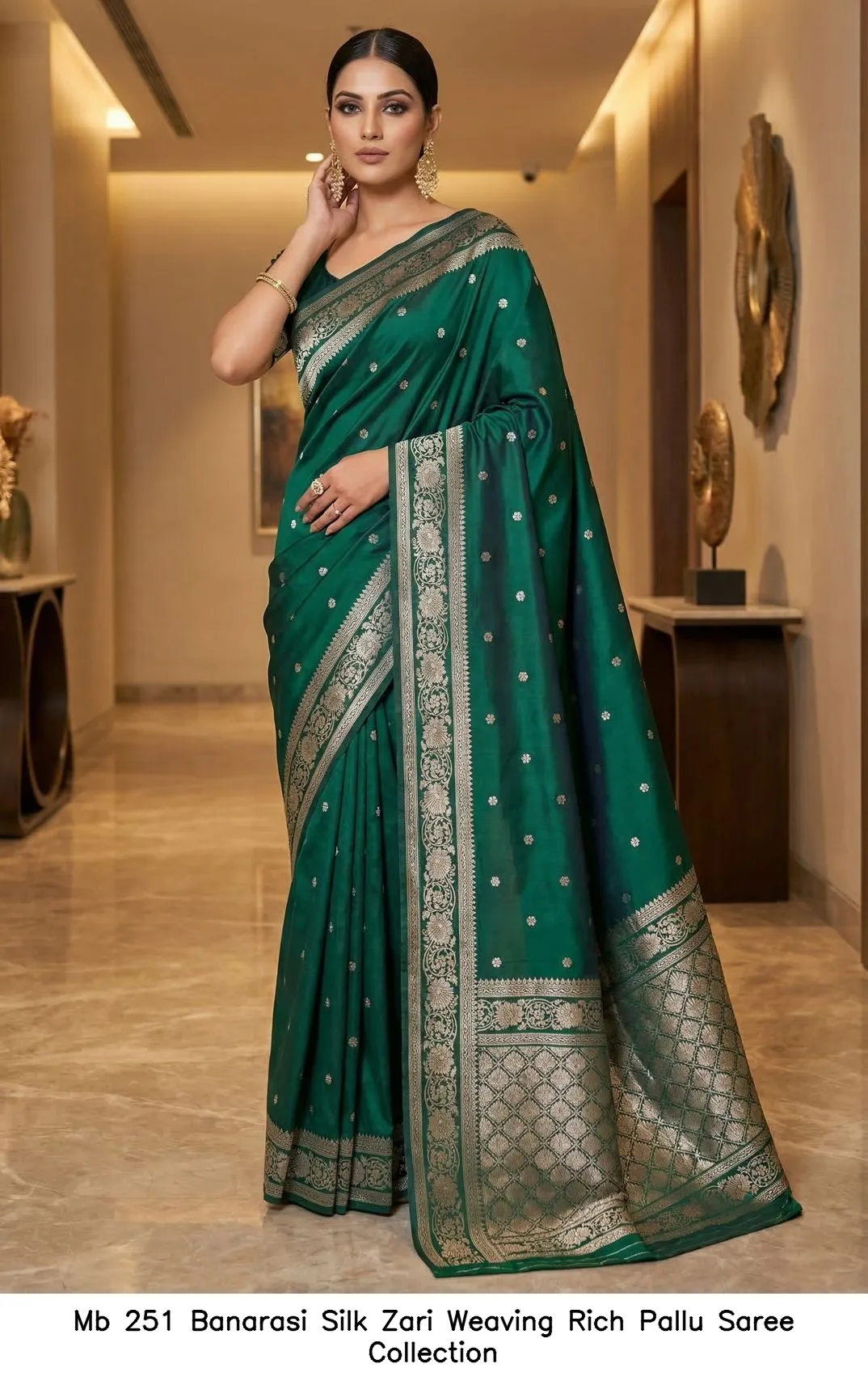 Mb 251 Banarasi Silk Zari Weaving Rich Pallu Saree Collection - Image 8