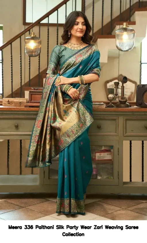 Meera 336 Paithani Silk Party Wear Zari Weaving Saree Collection