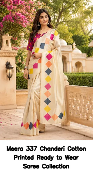 Meera 337 Chanderi Cotton Printed Ready to Wear Saree Collection - Image 4