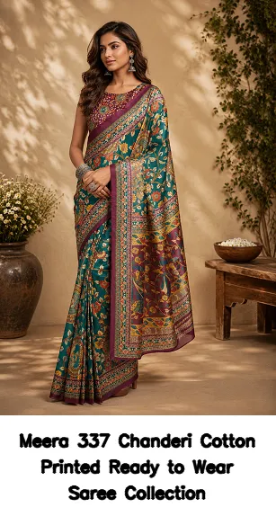 Meera 337 Chanderi Cotton Printed Ready to Wear Saree Collection - Image 7