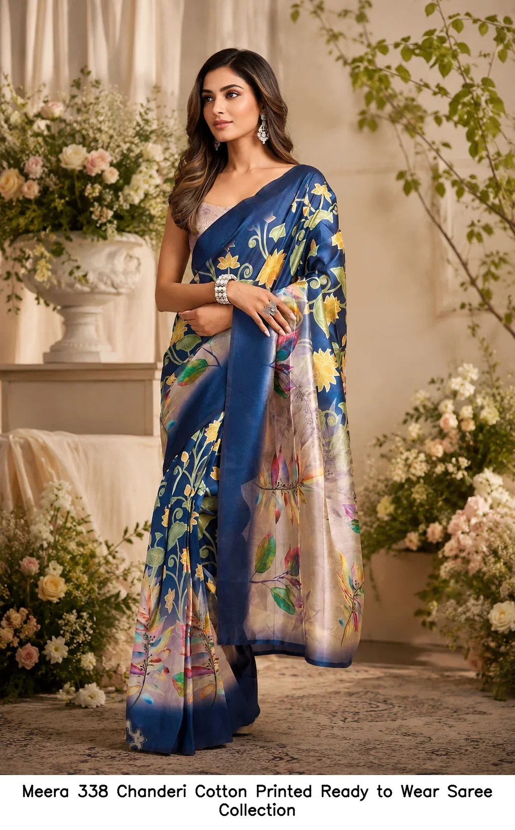 Meera 338 Chanderi Cotton Printed Ready to Wear Saree Collection