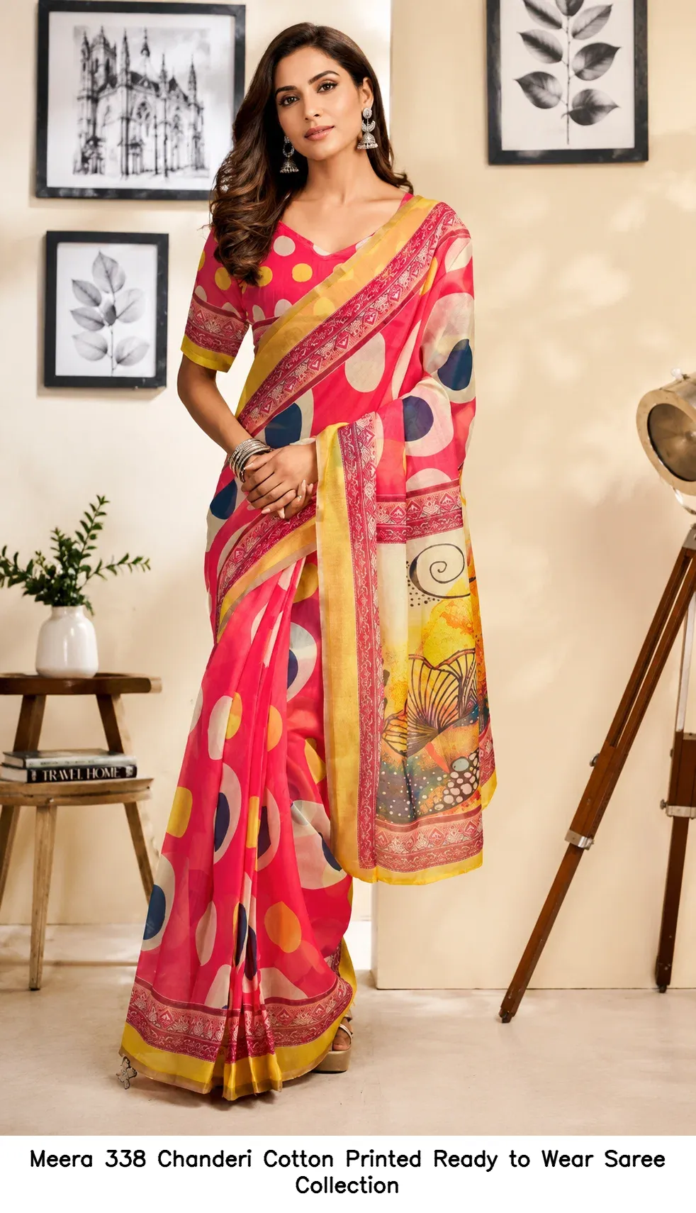 Meera 338 Chanderi Cotton Printed Ready to Wear Saree Collection - Image 3