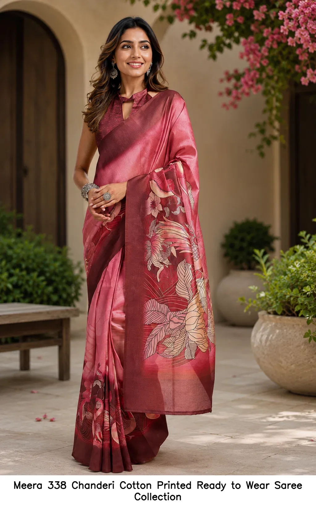 Meera 338 Chanderi Cotton Printed Ready to Wear Saree Collection - Image 5