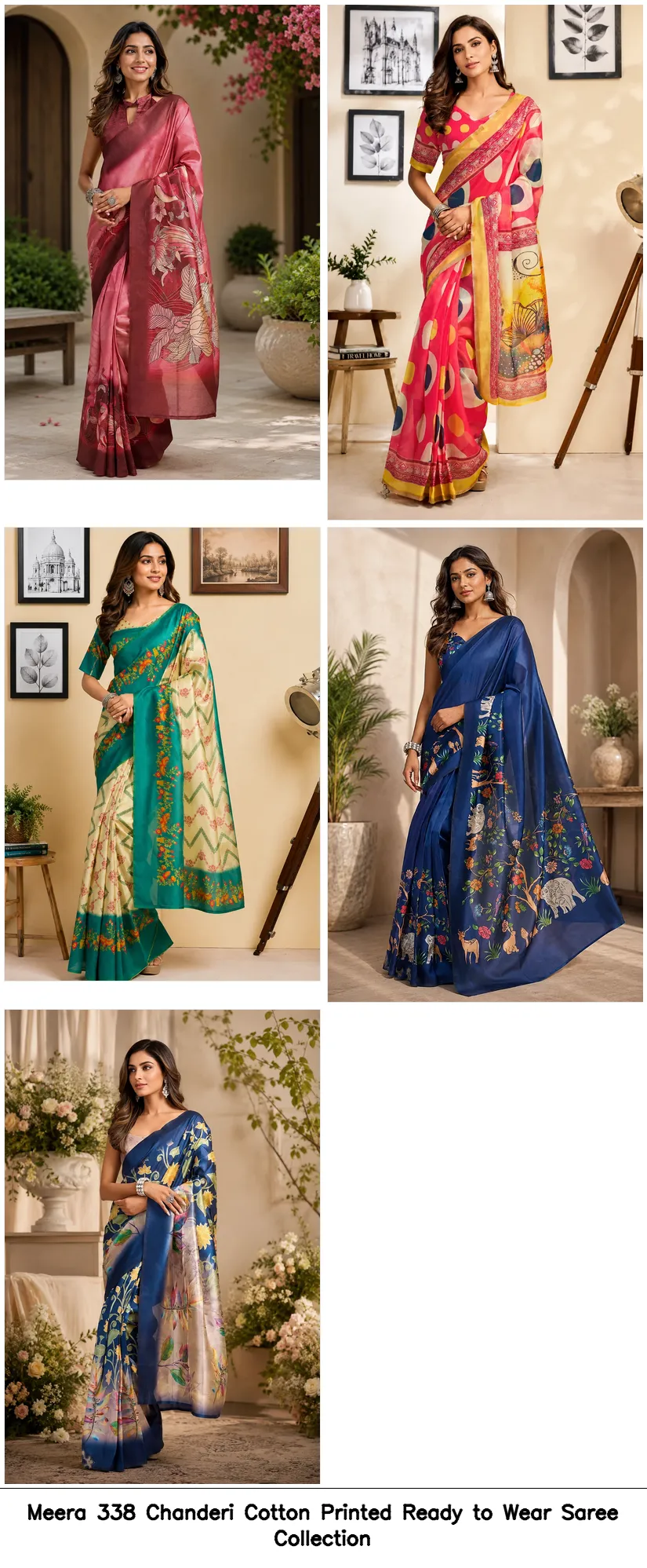 Meera 338 Chanderi Cotton Printed Ready to Wear Saree Collection - Image 6