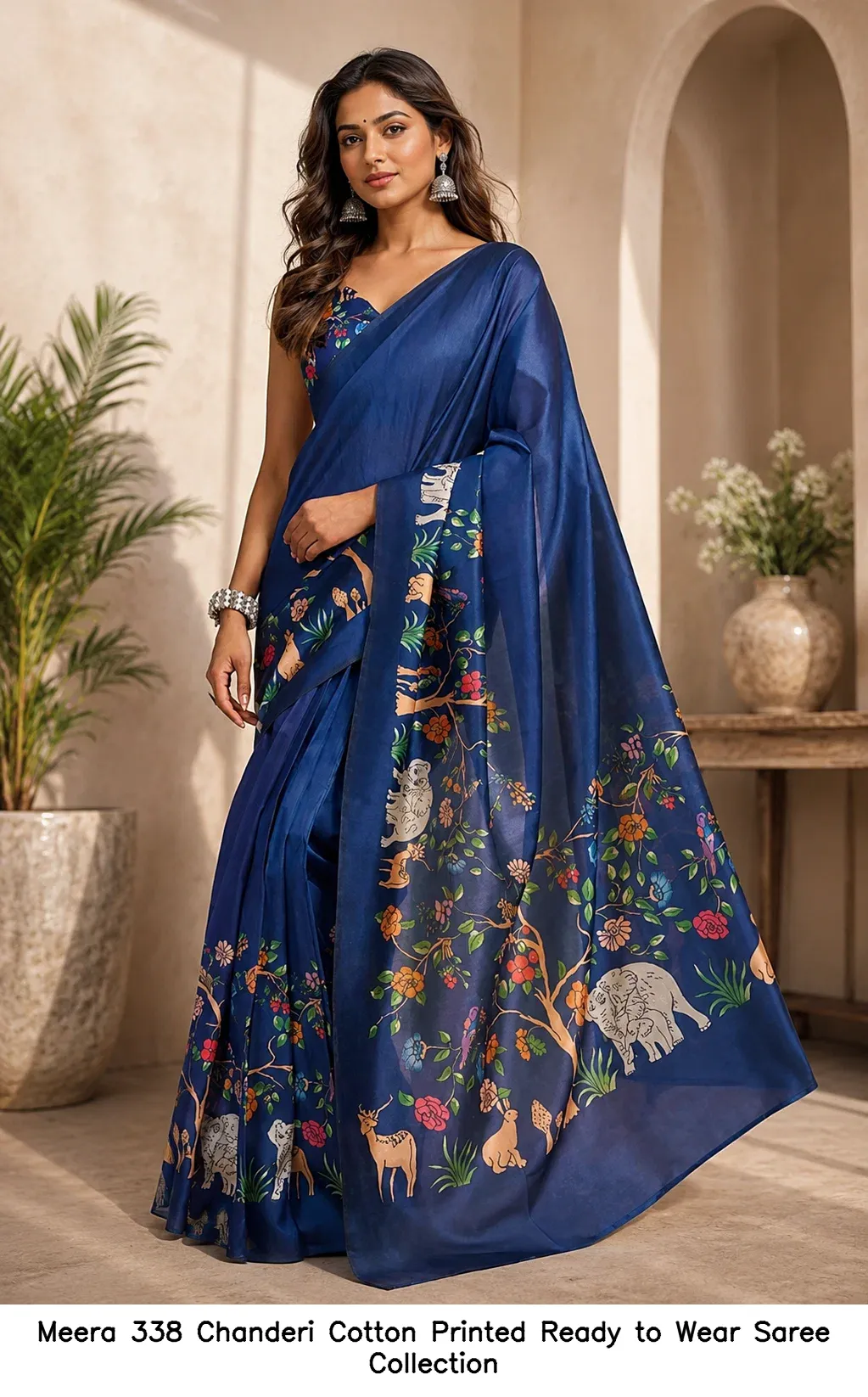 Meera 338 Chanderi Cotton Printed Ready to Wear Saree Collection - Image 7