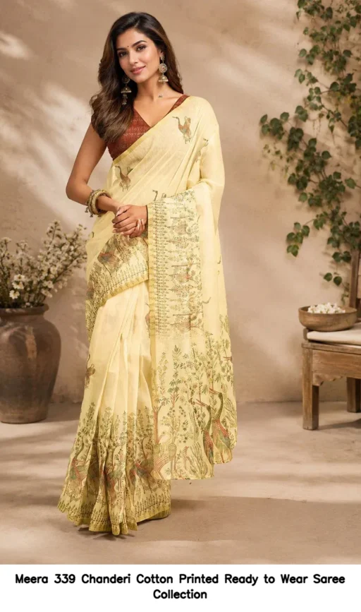 Meera 339 Chanderi Cotton Printed Ready to Wear Saree Collection
