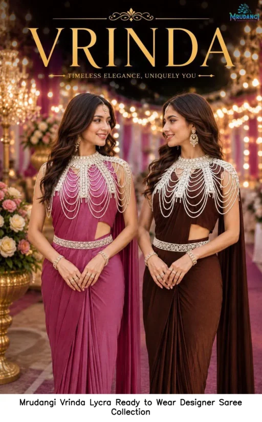 Mrudangi Vrinda Lycra Ready to Wear Designer Saree Collection