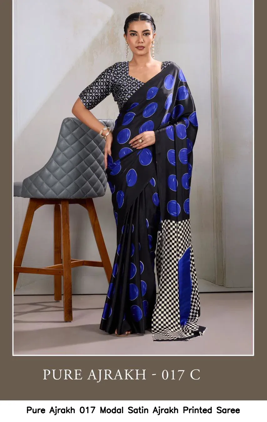 Pure Ajrakh 017 Modal Satin Ajrakh Printed Saree - Image 2