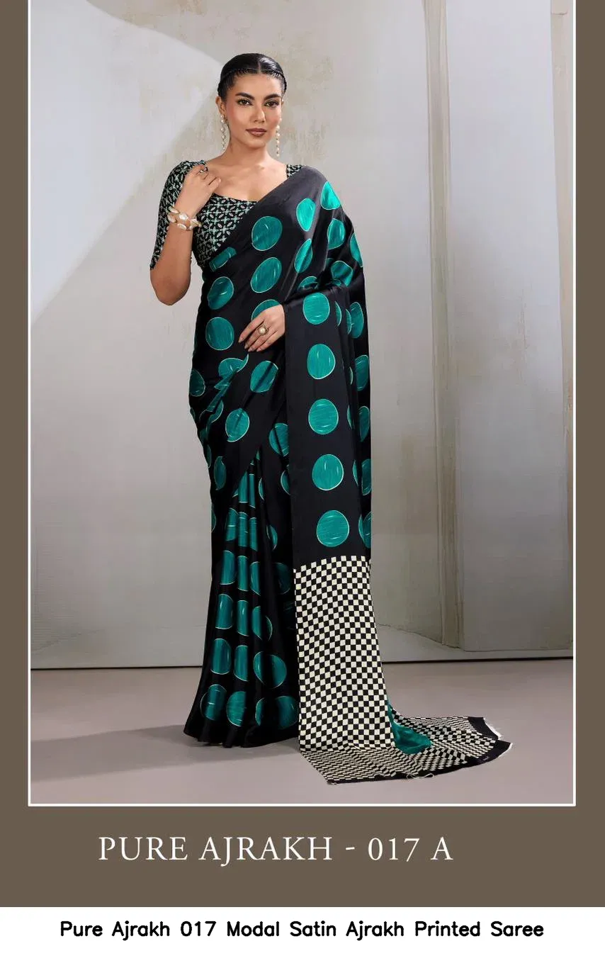 Pure Ajrakh 017 Modal Satin Ajrakh Printed Saree - Image 3