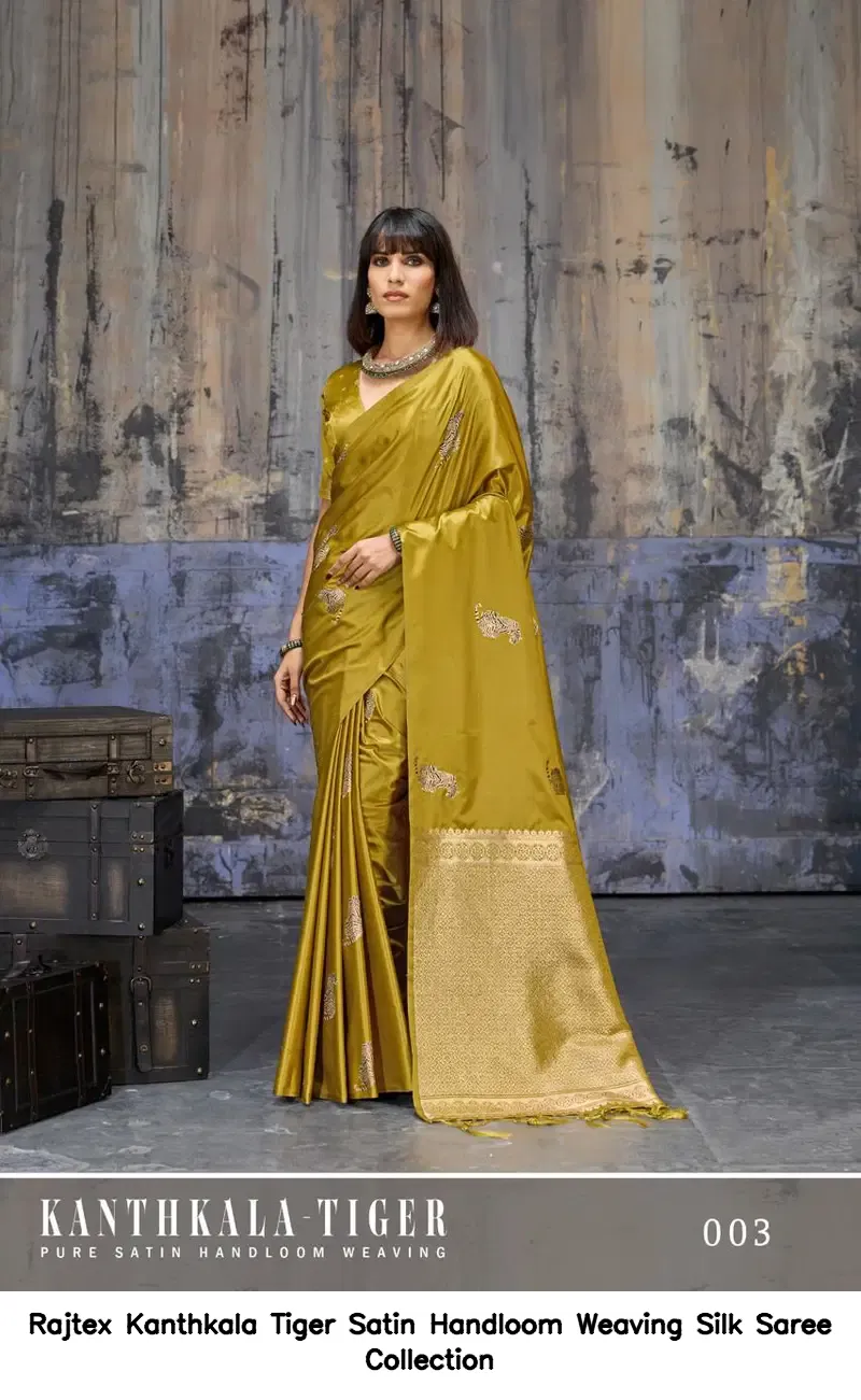 Rajtex Kanthkala Tiger Satin Handloom Weaving Silk Saree Collection - Image 11
