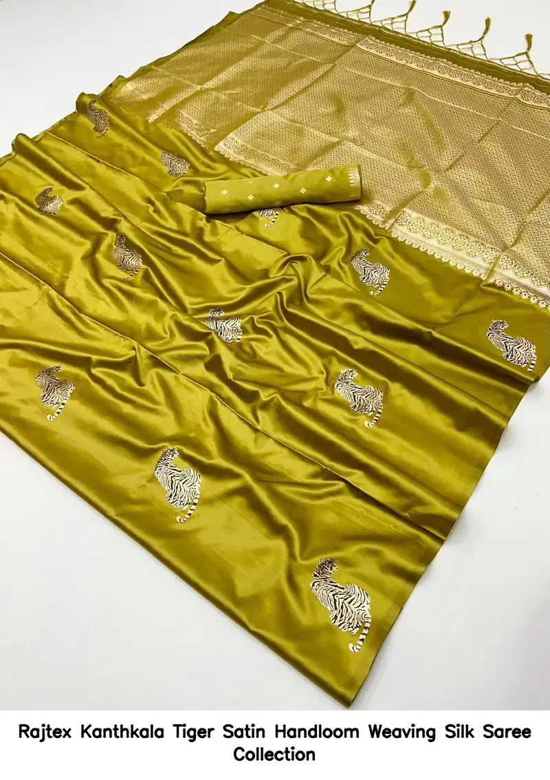 Rajtex Kanthkala Tiger Satin Handloom Weaving Silk Saree Collection - Image 12