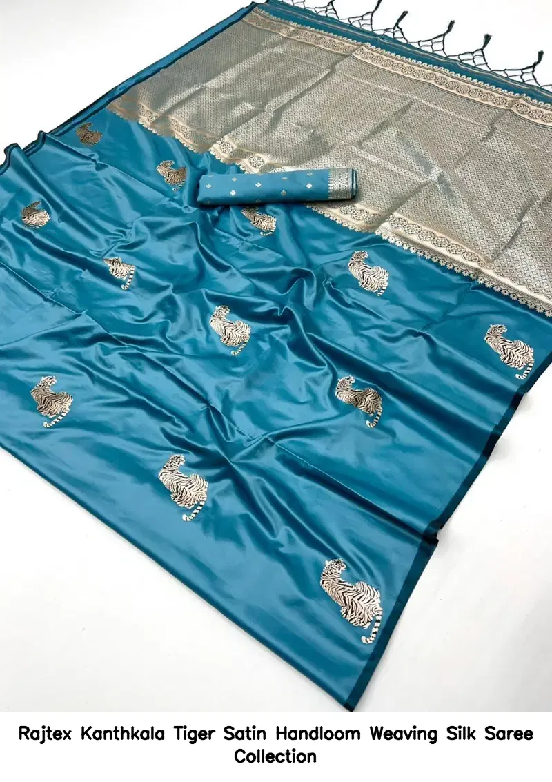 Rajtex Kanthkala Tiger Satin Handloom Weaving Silk Saree Collection - Image 2