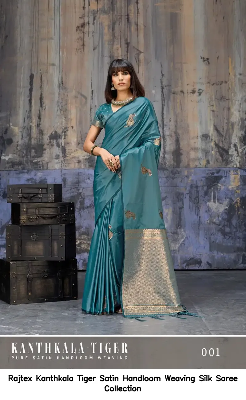 Rajtex Kanthkala Tiger Satin Handloom Weaving Silk Saree Collection - Image 3