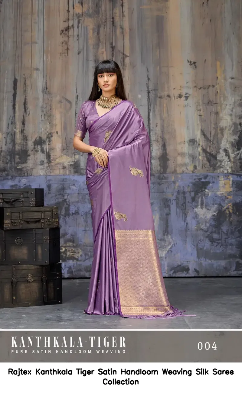 Rajtex Kanthkala Tiger Satin Handloom Weaving Silk Saree Collection - Image 4