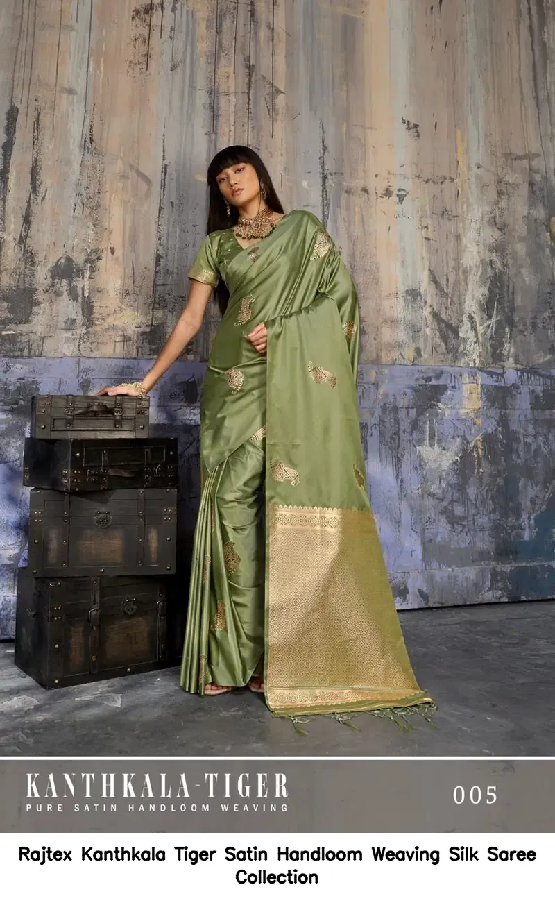 Rajtex Kanthkala Tiger Satin Handloom Weaving Silk Saree Collection - Image 5