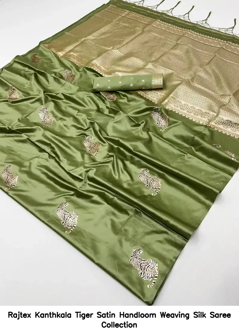 Rajtex Kanthkala Tiger Satin Handloom Weaving Silk Saree Collection - Image 8