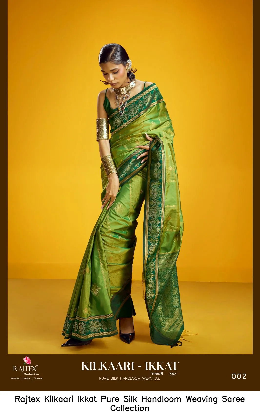 Rajtex Kilkaari Ikkat Pure Silk Handloom Weaving Saree Collection - Image 2