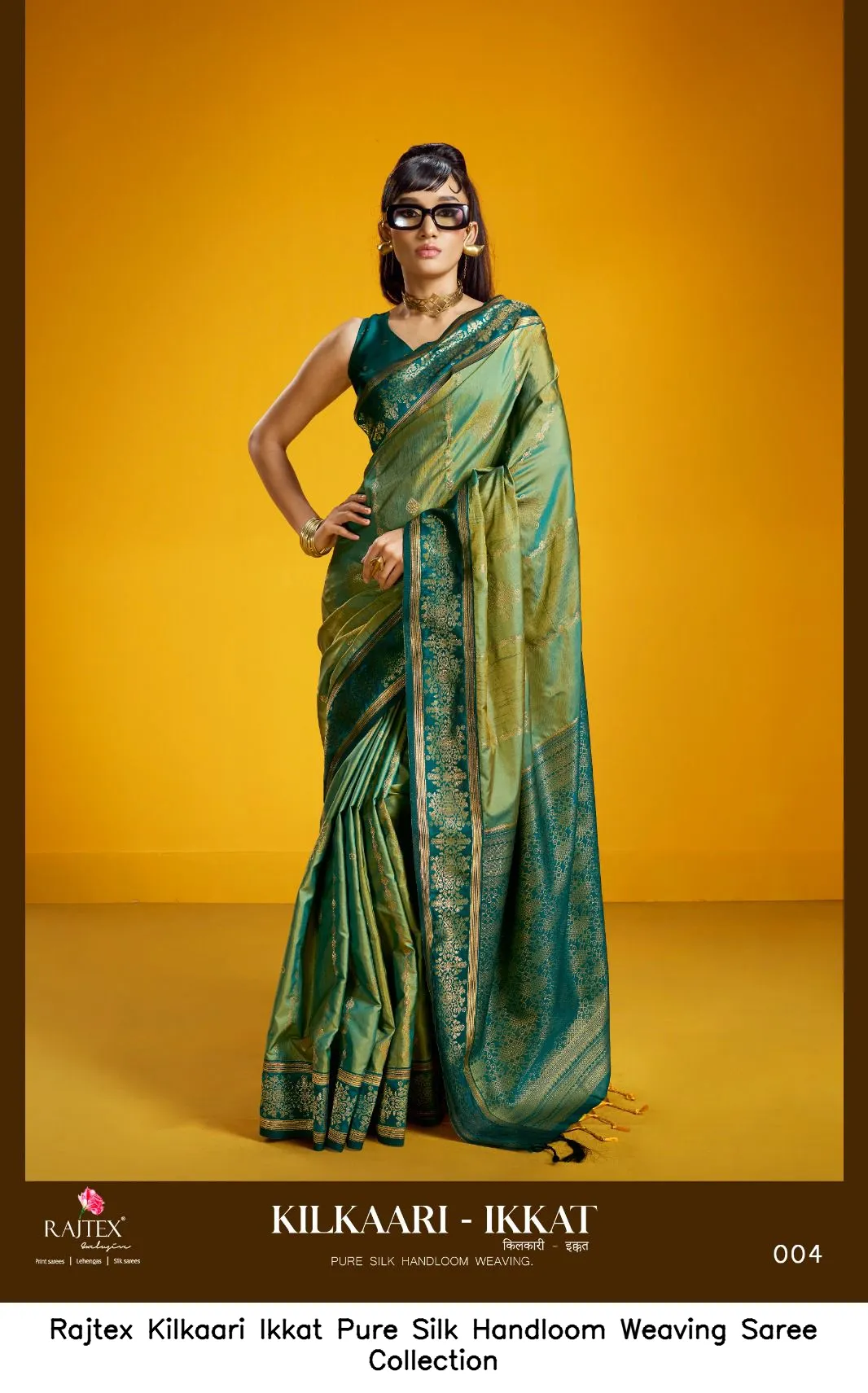 Rajtex Kilkaari Ikkat Pure Silk Handloom Weaving Saree Collection - Image 3