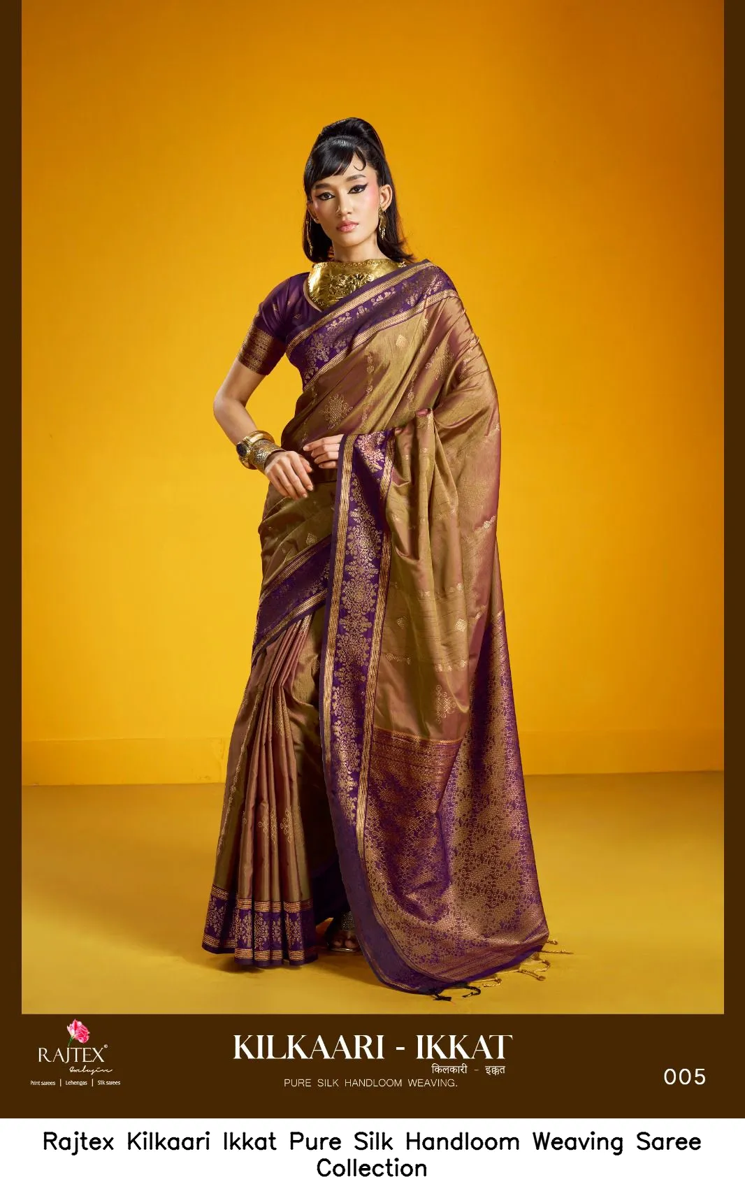 Rajtex Kilkaari Ikkat Pure Silk Handloom Weaving Saree Collection - Image 4