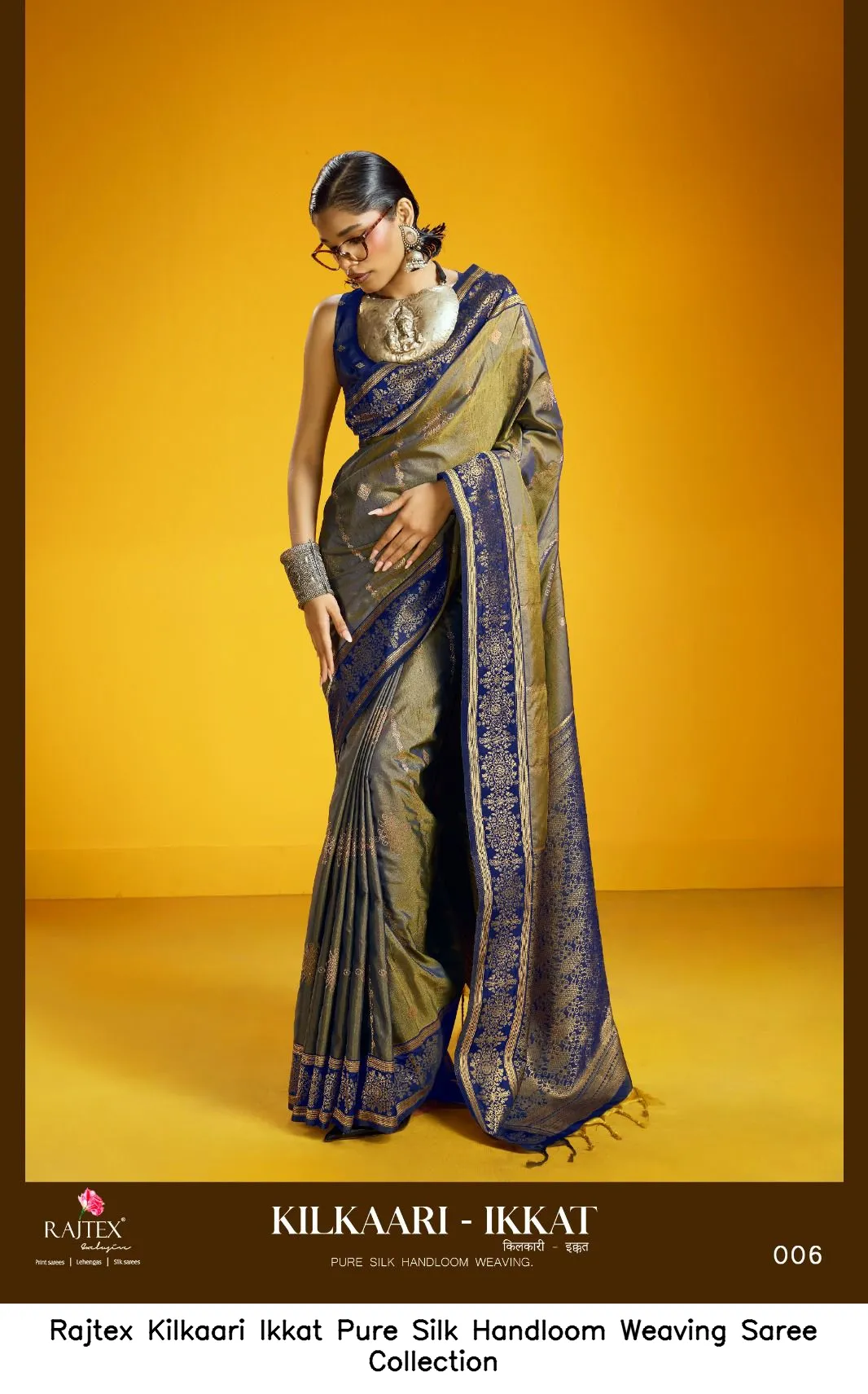 Rajtex Kilkaari Ikkat Pure Silk Handloom Weaving Saree Collection - Image 5