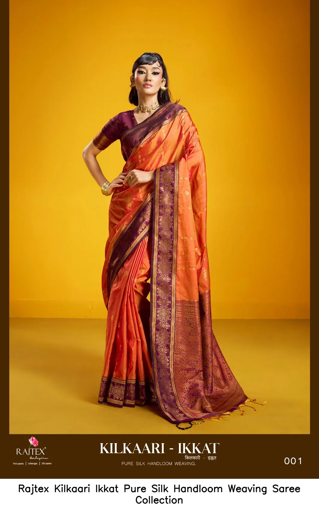 Rajtex Kilkaari Ikkat Pure Silk Handloom Weaving Saree Collection - Image 6