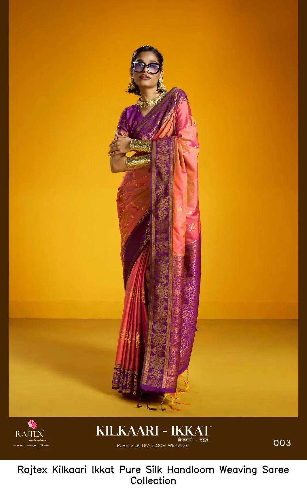 Rajtex Kilkaari Ikkat Pure Silk Handloom Weaving Saree Collection - Image 7