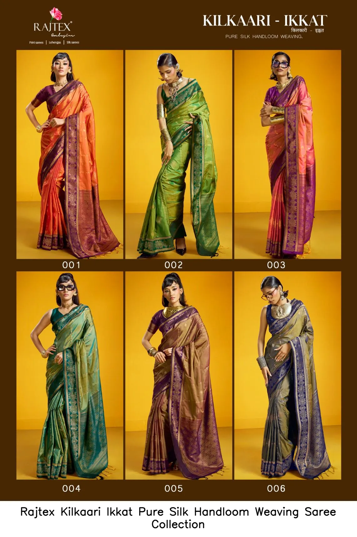 Rajtex Kilkaari Ikkat Pure Silk Handloom Weaving Saree Collection - Image 8