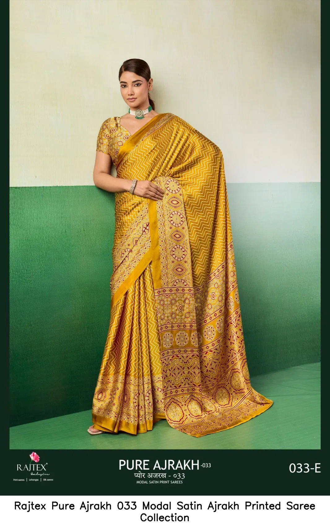 Rajtex Pure Ajrakh 033 Modal Satin Ajrakh Printed Saree Collection - Image 2