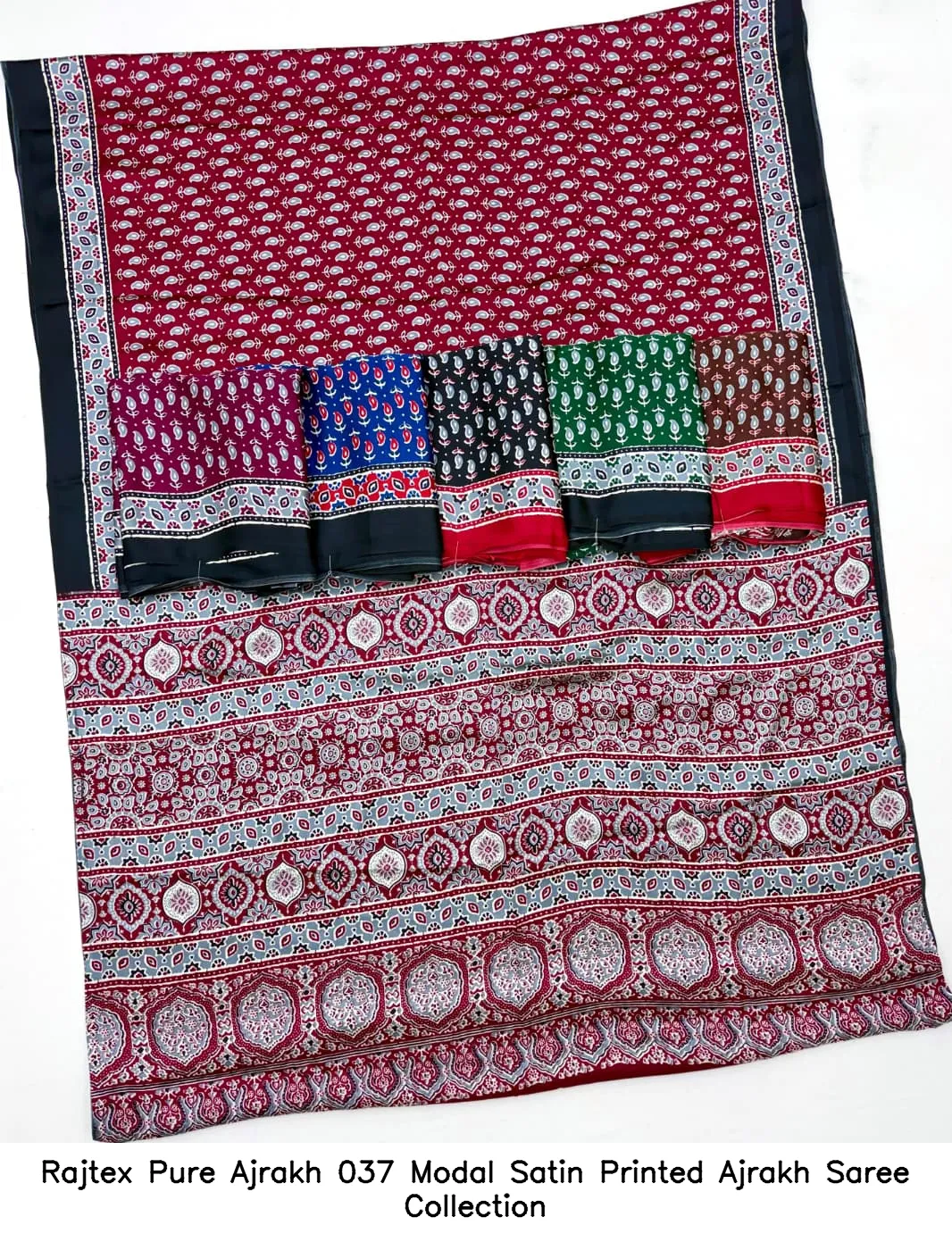 Rajtex Pure Ajrakh 037 Modal Satin Printed Ajrakh Saree Collection - Image 4