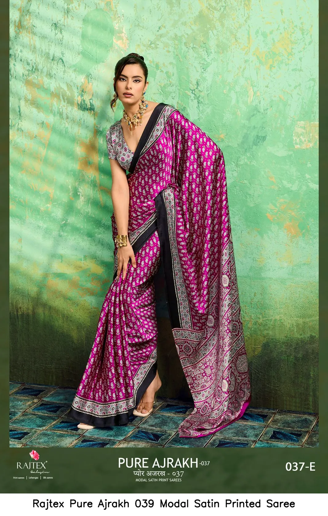 Rajtex Pure Ajrakh 039 Modal Satin Printed Saree - Image 7
