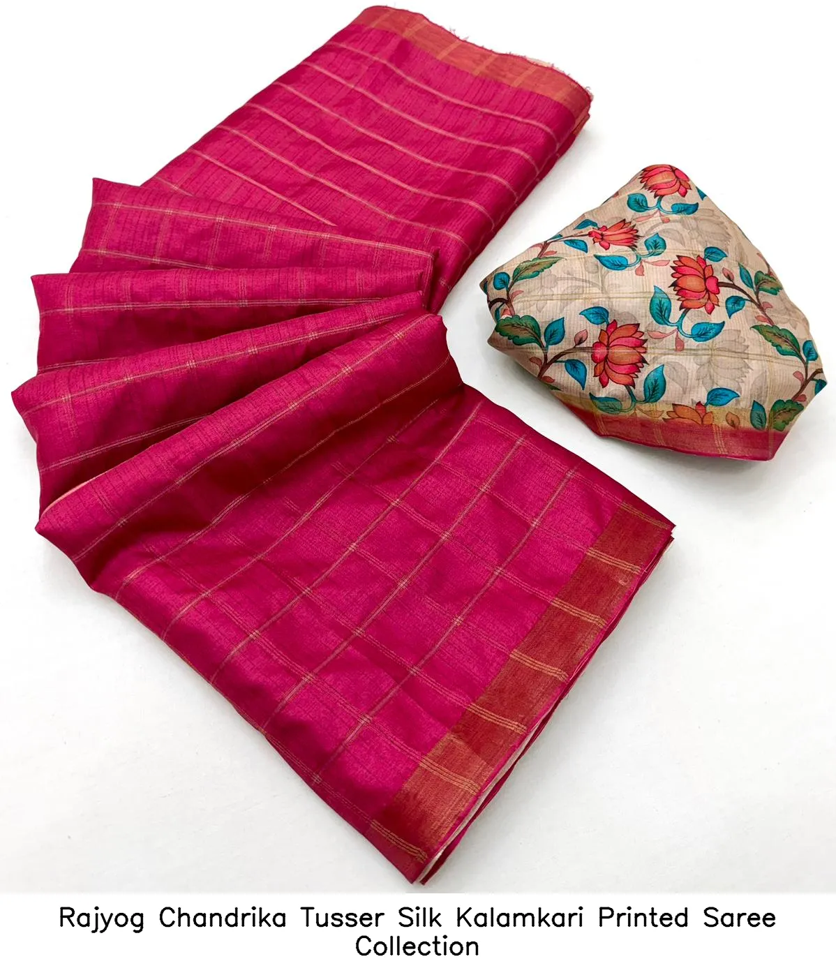 Rajyog Chandrika Tusser Silk Kalamkari Printed Saree Collection - Image 6