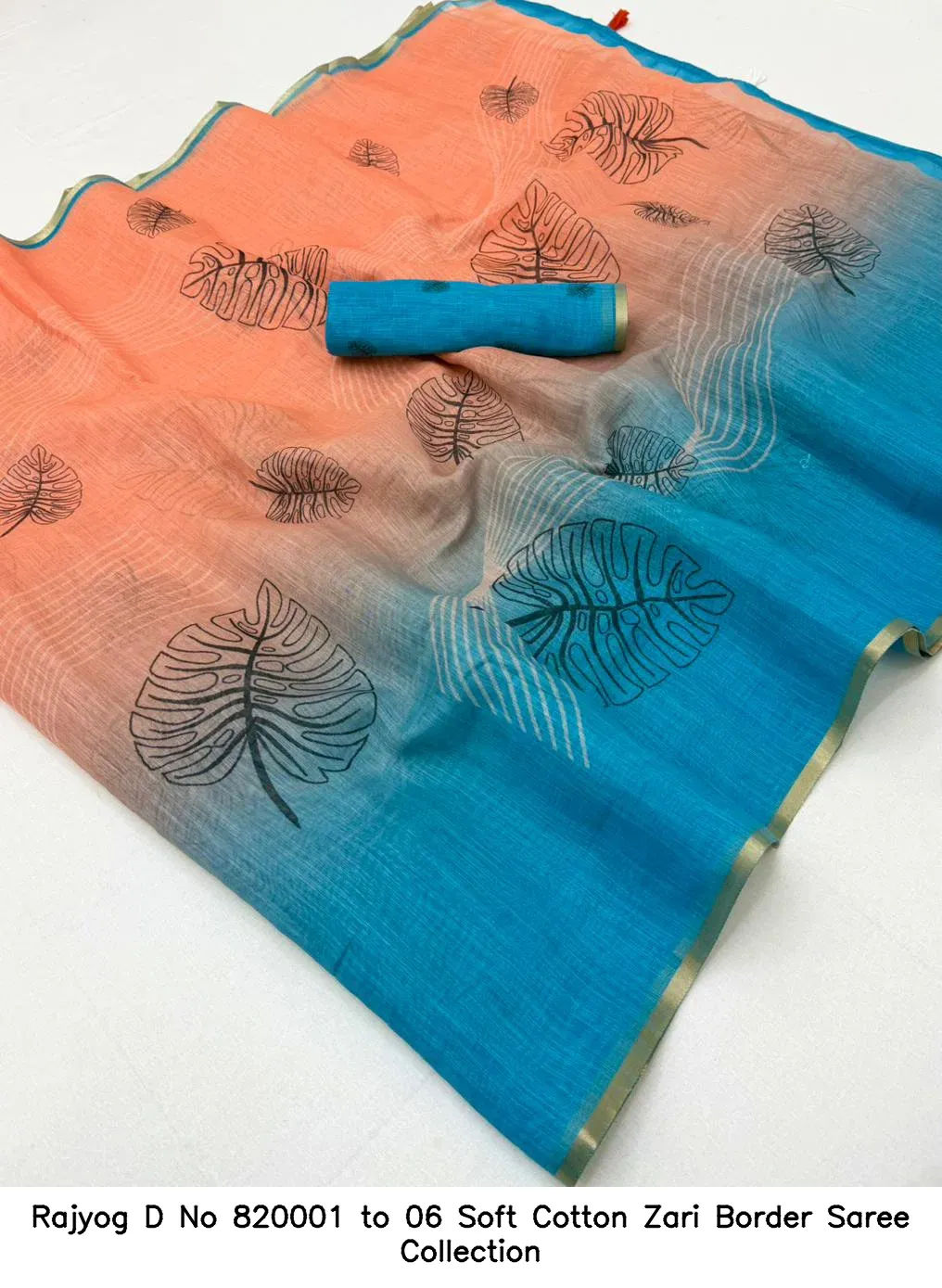 Rajyog D No 820001 to 06 Soft Cotton Zari Border Saree Collection - Image 10