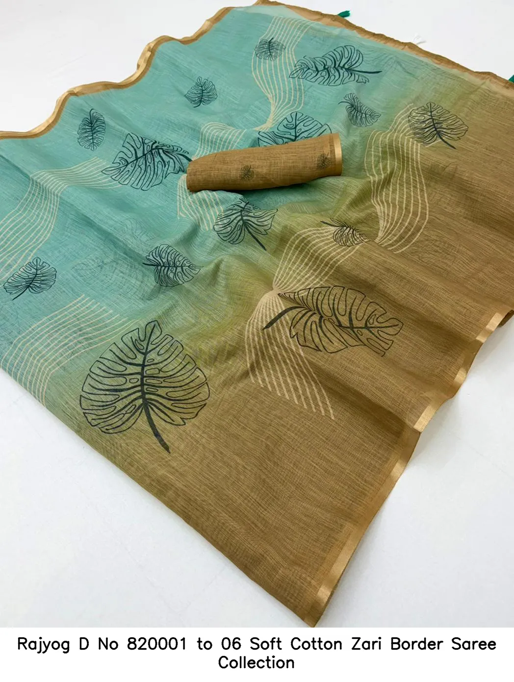 Rajyog D No 820001 to 06 Soft Cotton Zari Border Saree Collection - Image 3