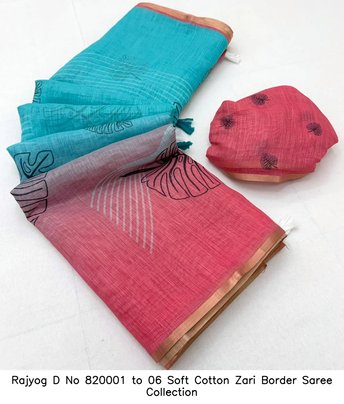 Rajyog D No 820001 to 06 Soft Cotton Zari Border Saree Collection - Image 6