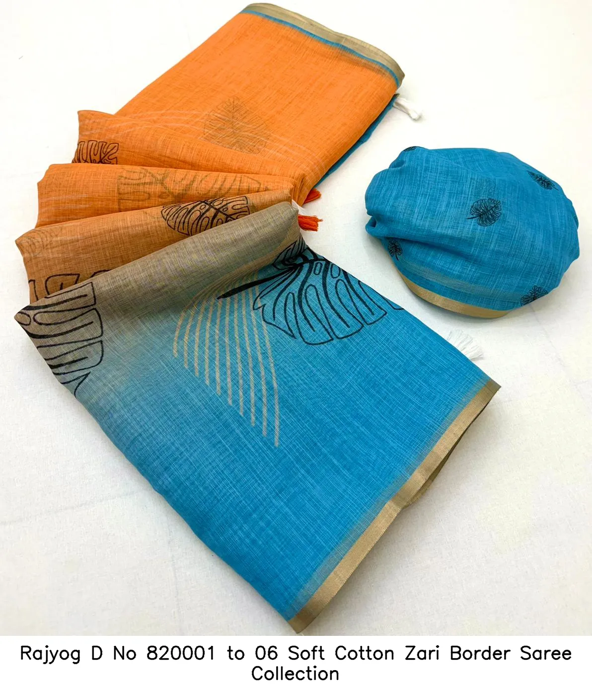 Rajyog D No 820001 to 06 Soft Cotton Zari Border Saree Collection - Image 7