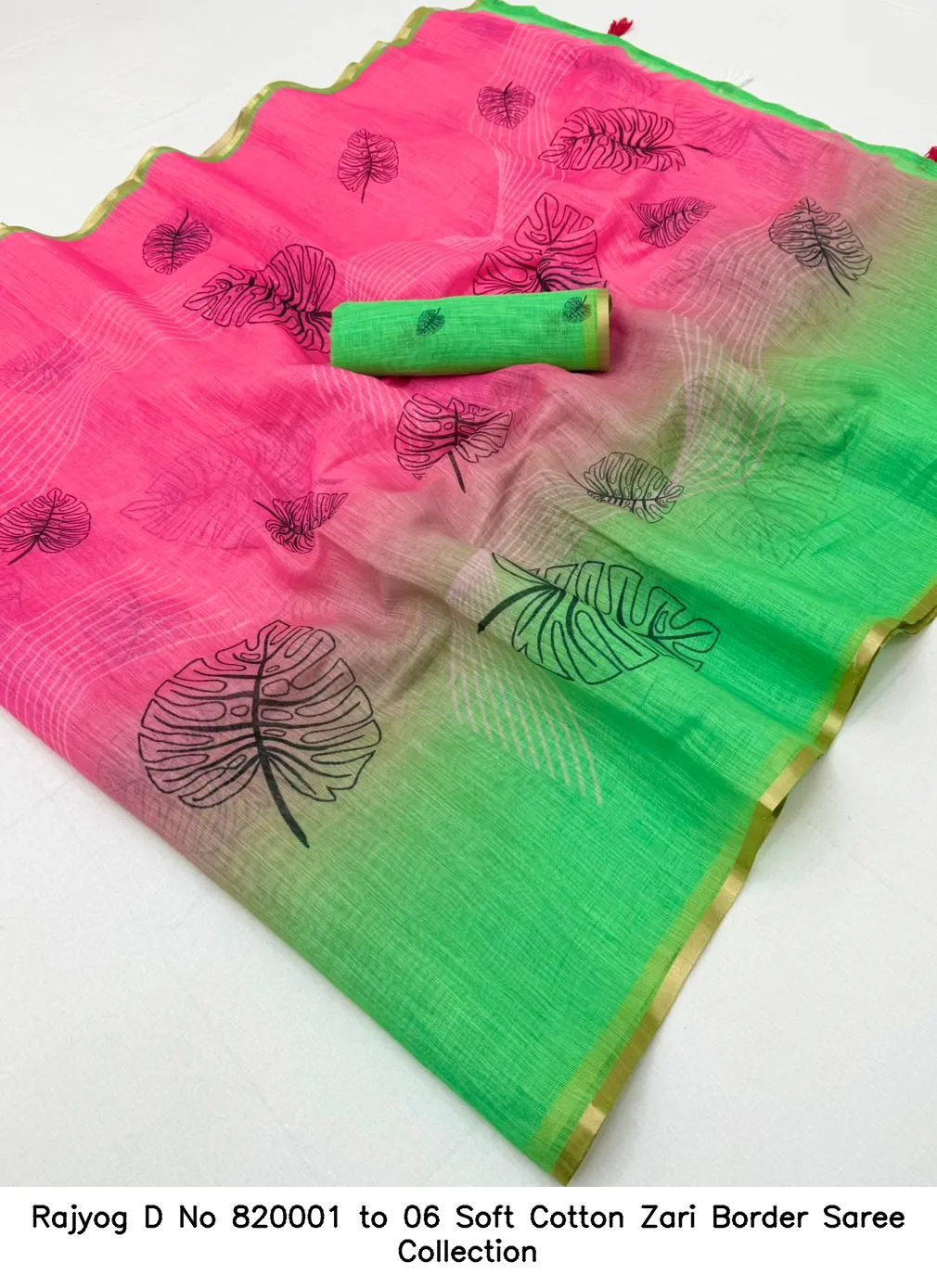Rajyog D No 820001 to 06 Soft Cotton Zari Border Saree Collection - Image 9