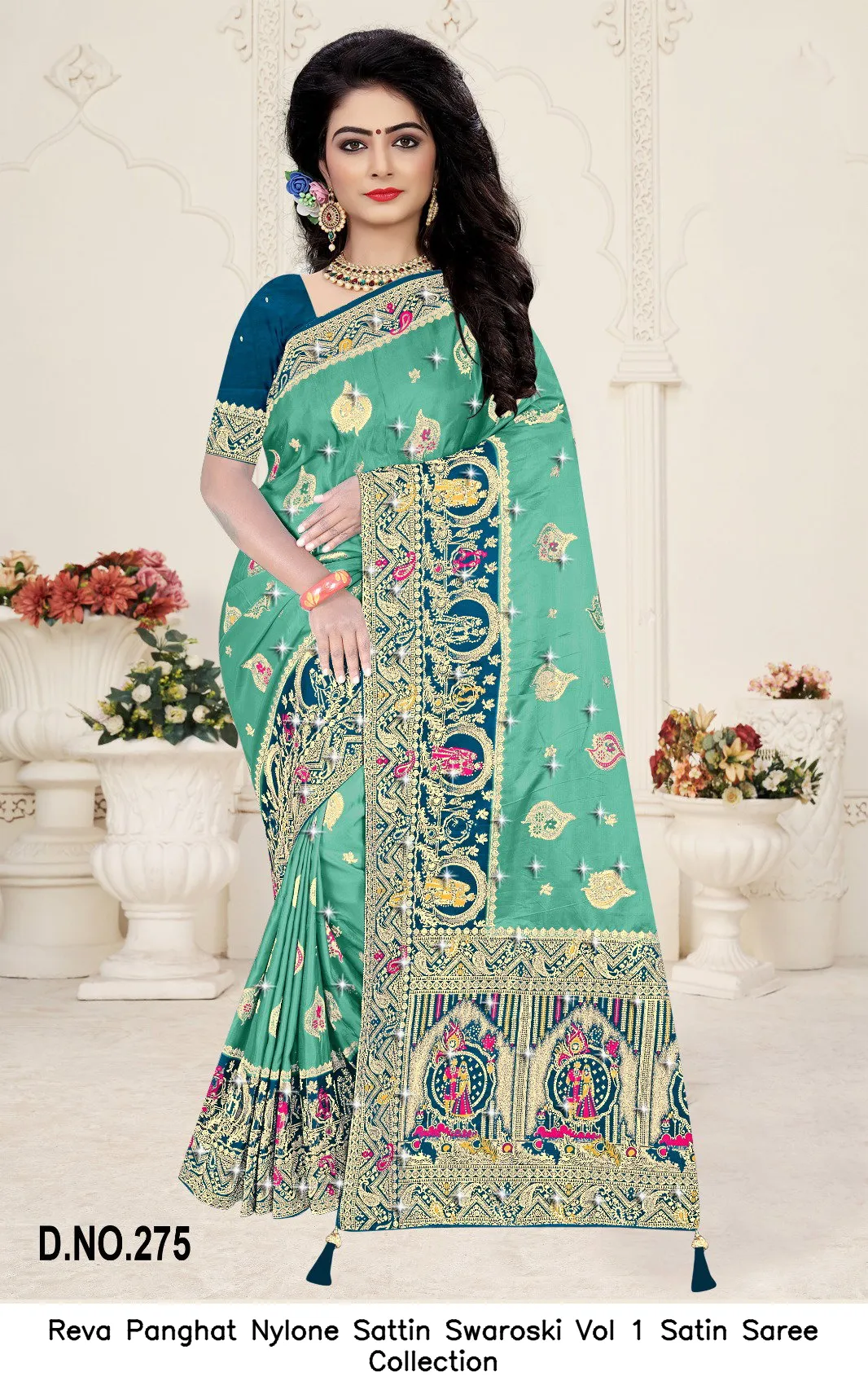 Reva Panghat Nylone Sattin Swaroski Vol 1 Satin Saree Collection - Image 2