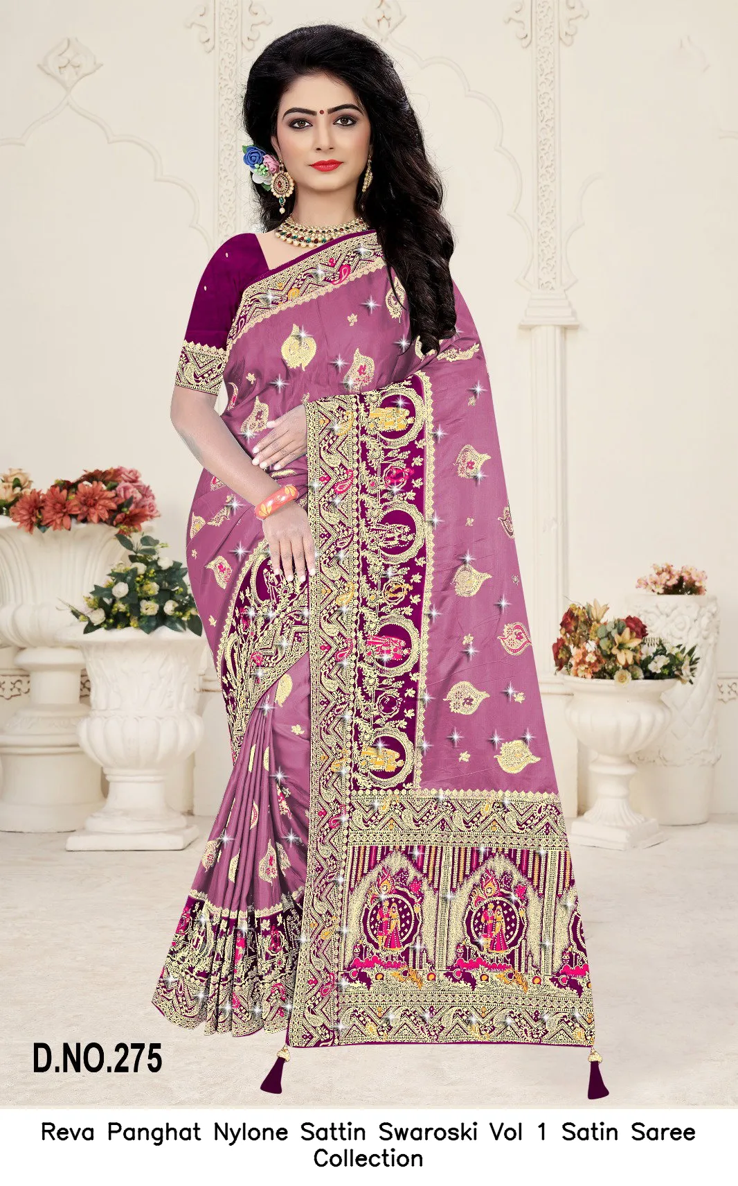 Reva Panghat Nylone Sattin Swaroski Vol 1 Satin Saree Collection - Image 3