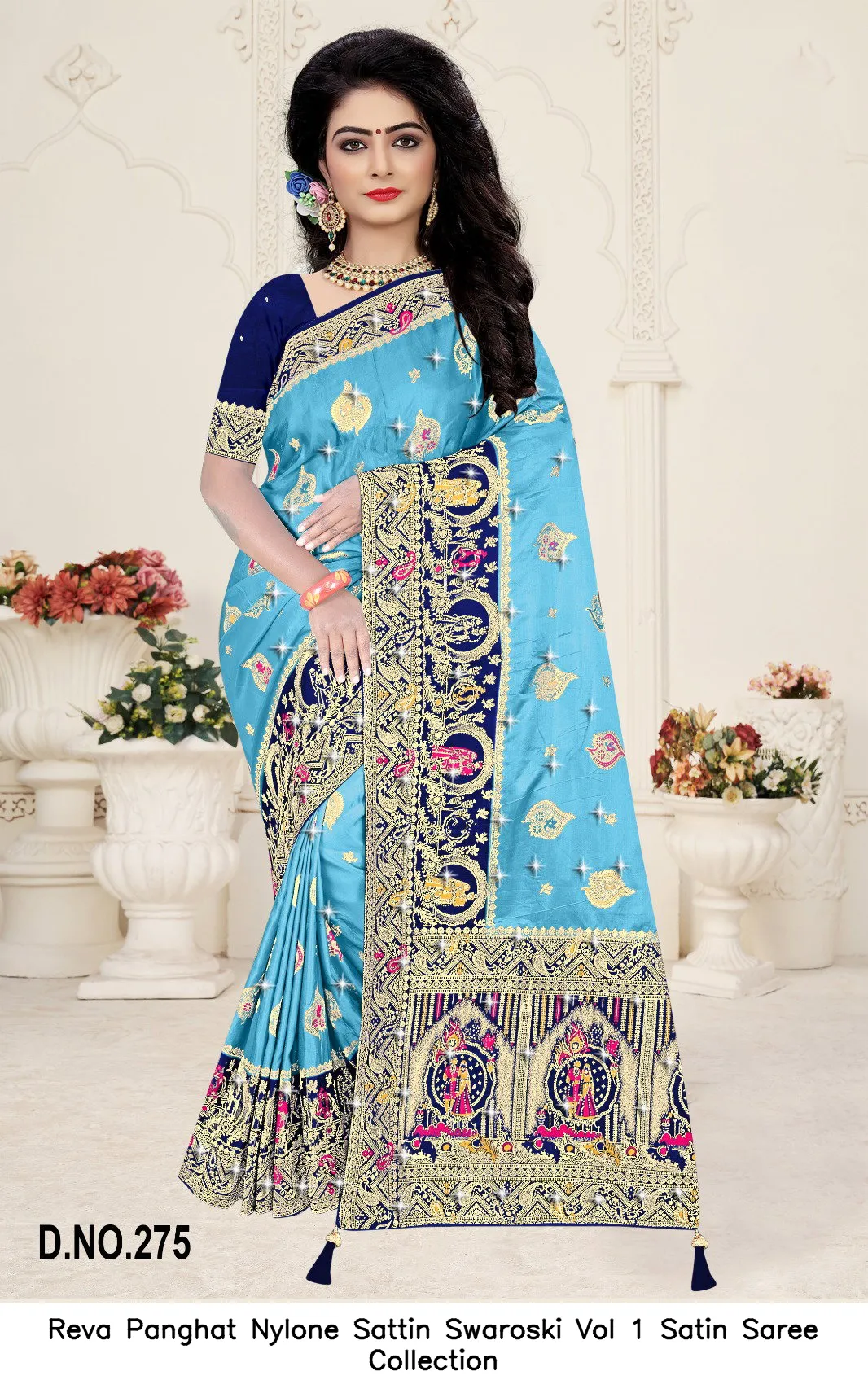 Reva Panghat Nylone Sattin Swaroski Vol 1 Satin Saree Collection - Image 4