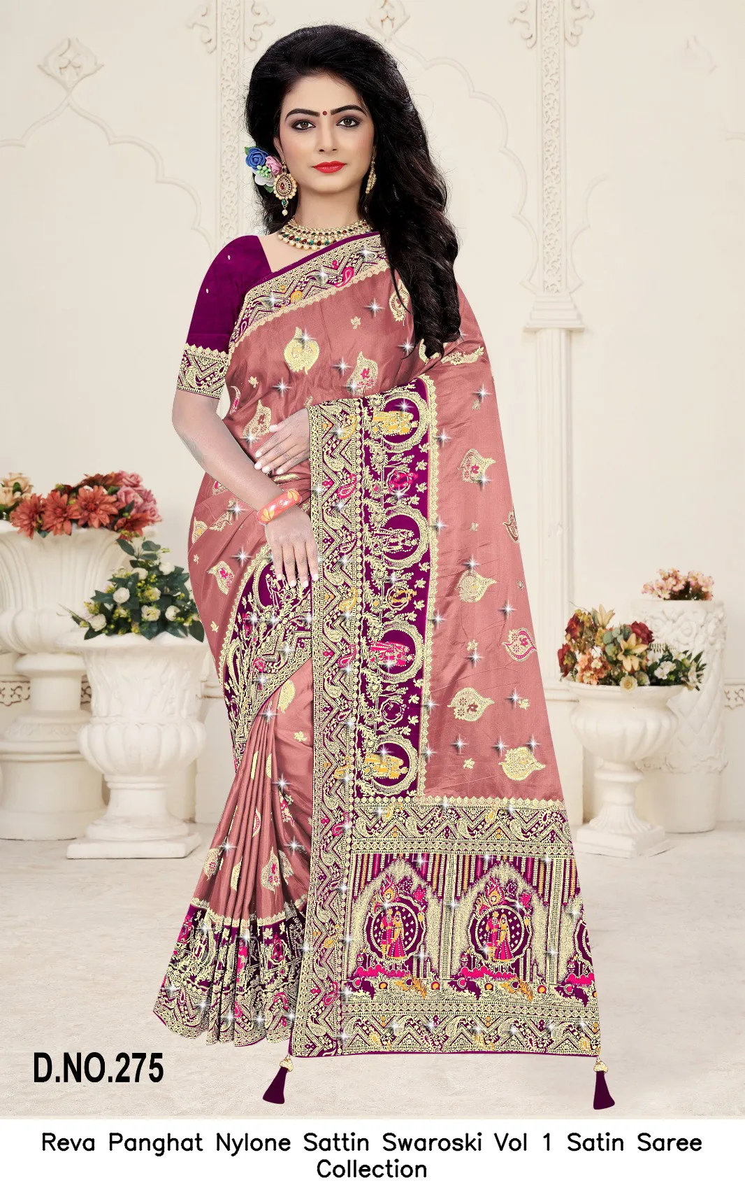 Reva Panghat Nylone Sattin Swaroski Vol 1 Satin Saree Collection - Image 5