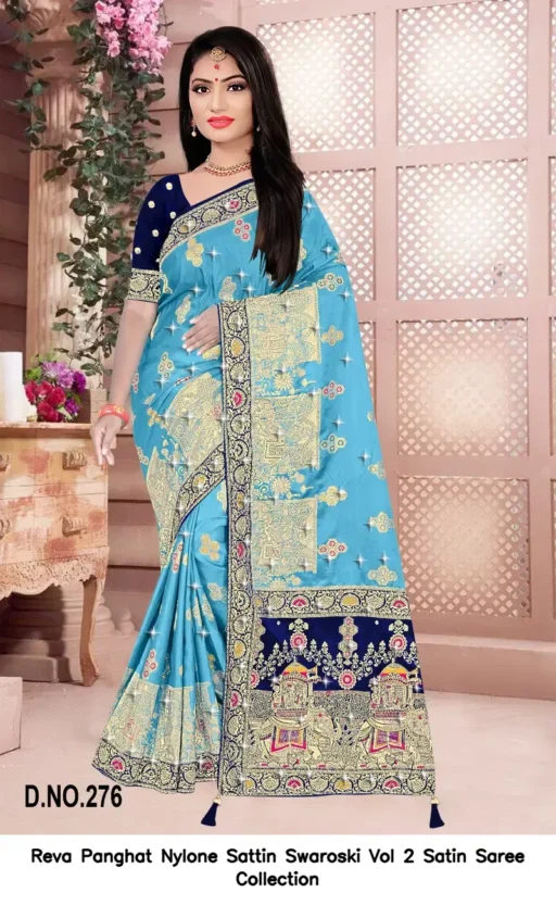 Reva Panghat Nylone Sattin Swaroski Vol 2 Satin Saree Collection