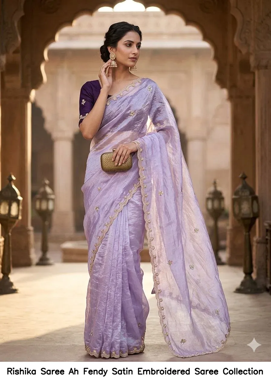 Rishika Saree Ah Fendy Satin Embroidered Saree Collection - Image 2
