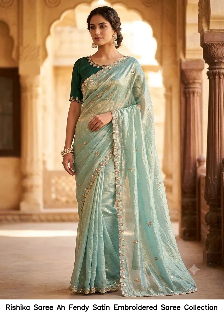 Rishika Saree Ah Fendy Satin Embroidered Saree Collection - Image 3
