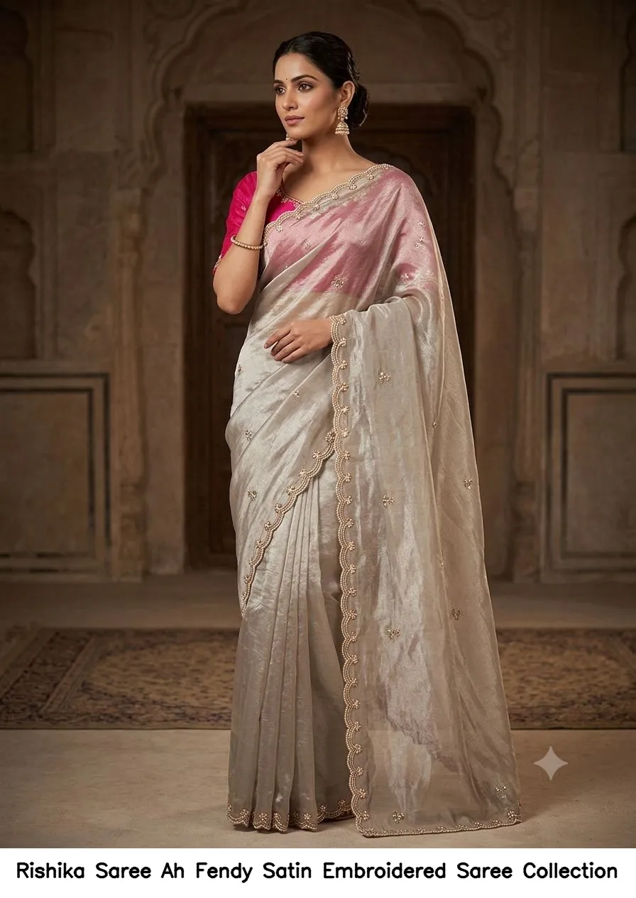 Rishika Saree Ah Fendy Satin Embroidered Saree Collection - Image 4