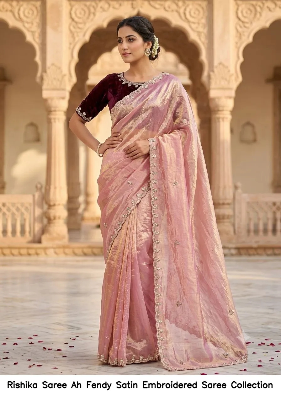 Rishika Saree Ah Fendy Satin Embroidered Saree Collection - Image 5