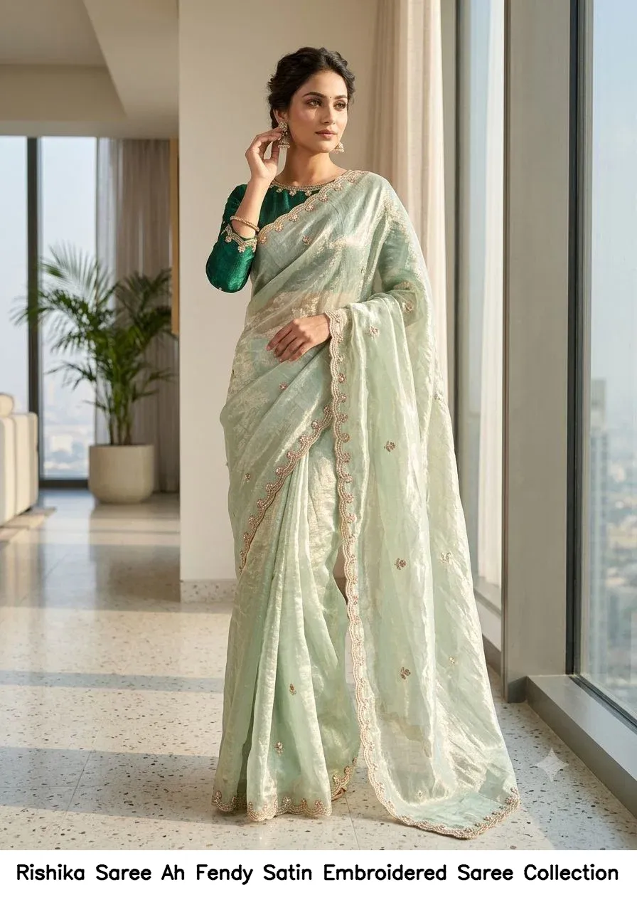 Rishika Saree Ah Fendy Satin Embroidered Saree Collection - Image 7