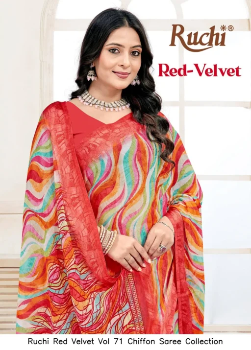 Ruchi Red Velvet Vol 71 Chiffon Saree Collection