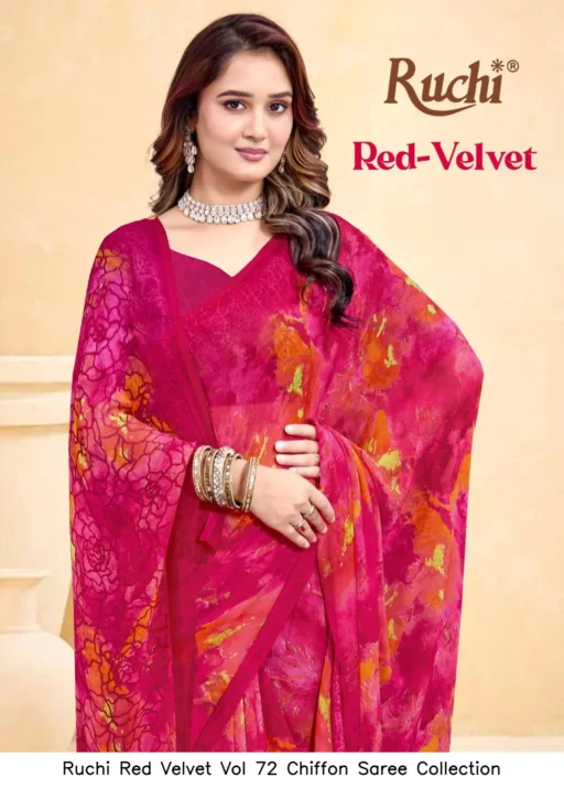 Ruchi Red Velvet Vol 72 Chiffon Saree Collection