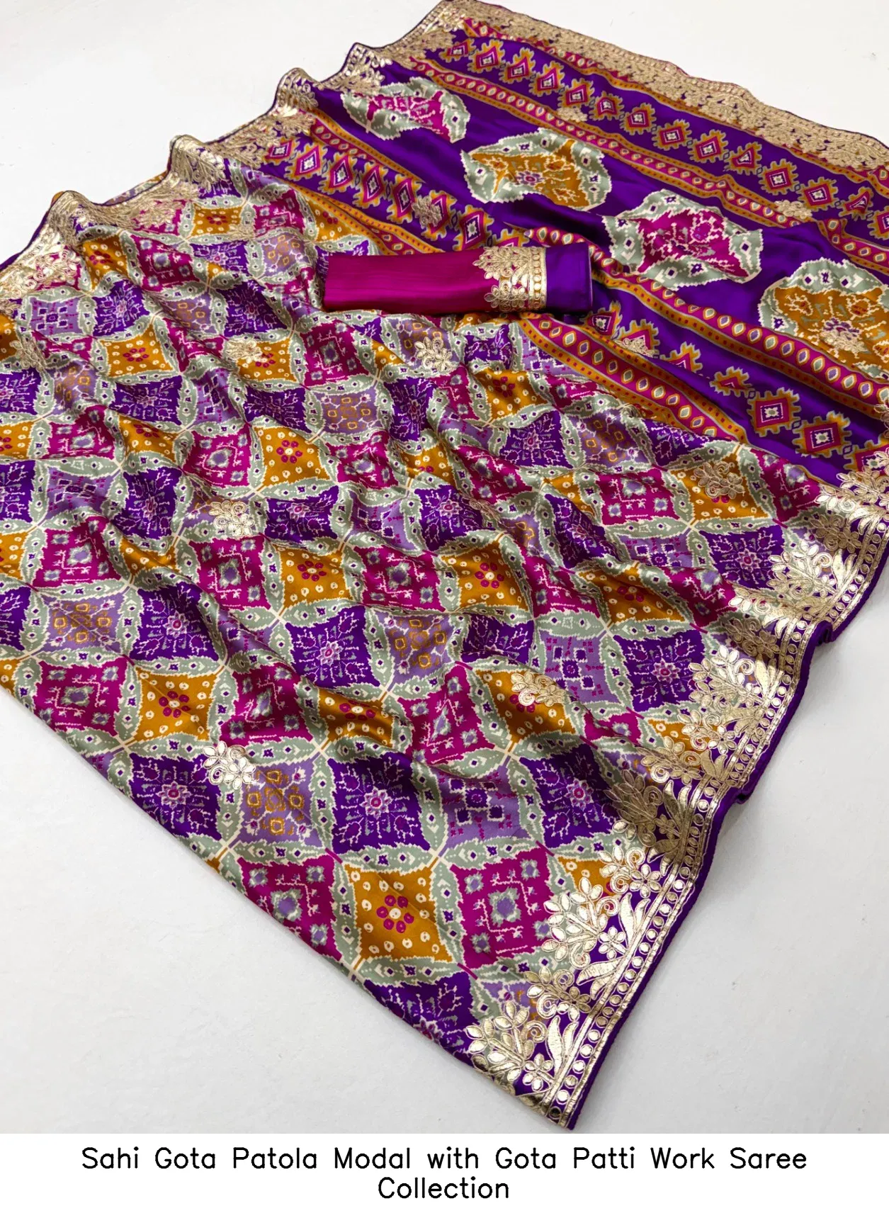 Sahi Gota Patola Modal with Gota Patti Work Saree Collection - Image 2